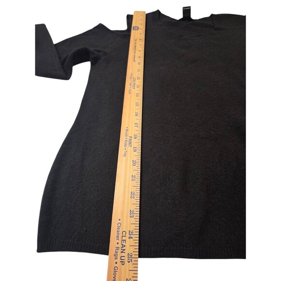 Peck And Peck Luxury 100% Cashmere Black L Crew Neck Cold Shoulder Sweater A26.1 - Picture 4 of 7